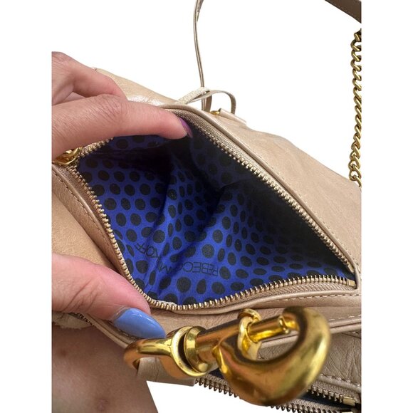 REBECCA MINKOFF Tan Gold Leather MAC Crossbody Bag - Picture 7 of 14